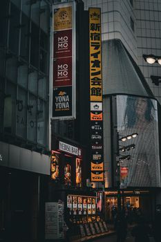 Explore the lively streets of Shinjuku with neon signs and bustling nightlife in Tokyo, Japan.