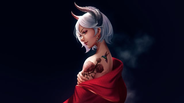 动图素材 - 动漫 /  恶魔 /  女孩 /  女士 /  ai产生的