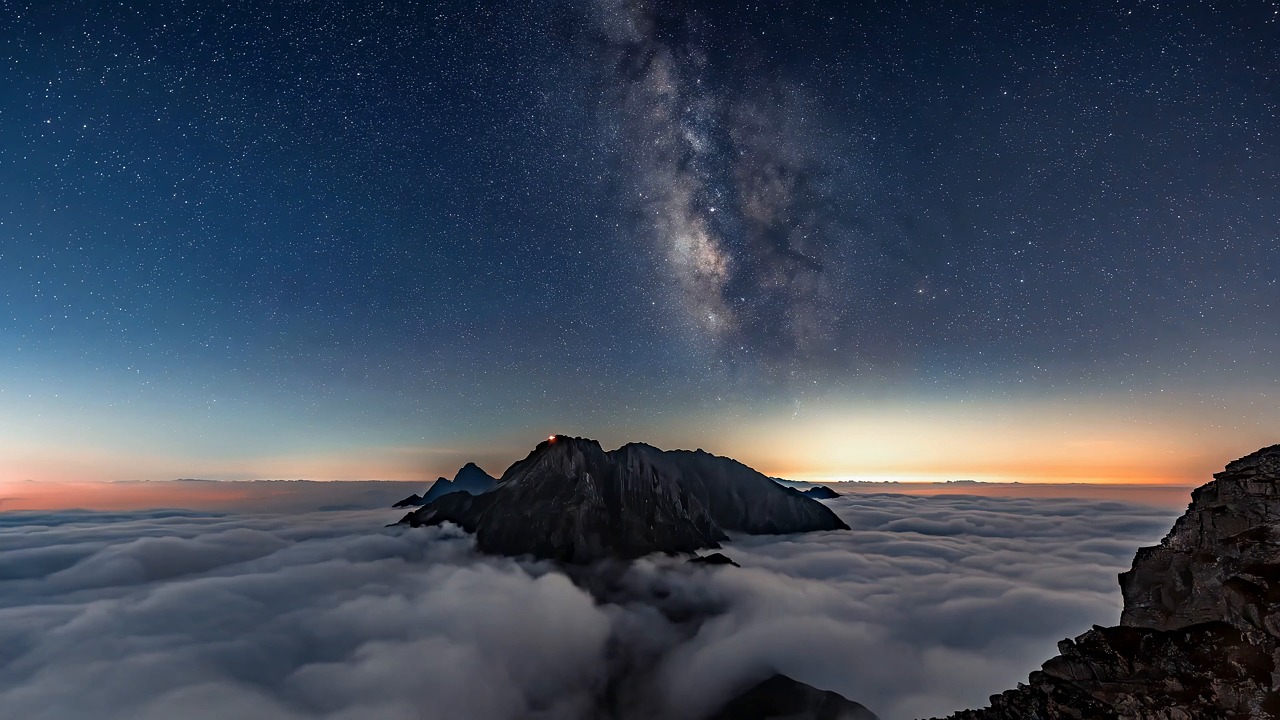 云海素材 - 山 /  云海 /  穗高岳 /  日本 /  北阿尔卑斯山 /  银河 /  星空 /  夜空