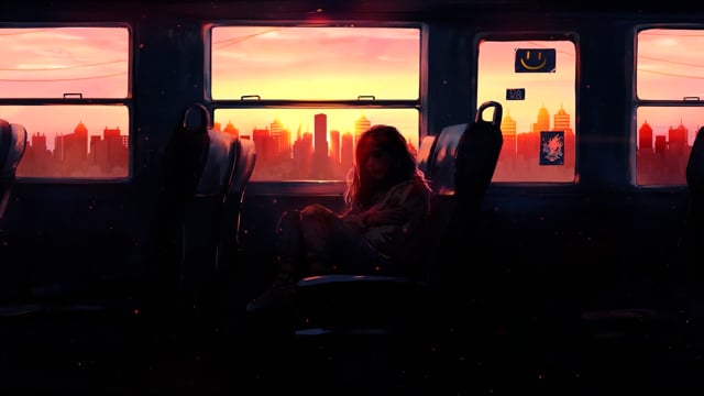 动图素材 - 火车 /  骑 /  女孩 /  日落 /  动漫 /  自然