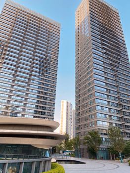 Stunning view of modern high-rise buildings in Suzhou, China, captured on a clear day.